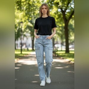 Light Blue Women's Cargo Jeans